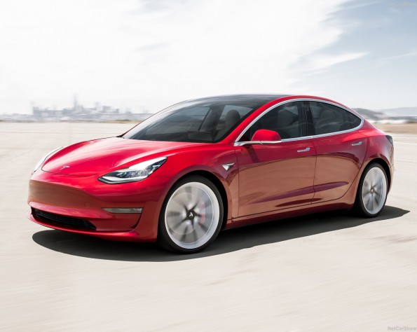 Tesla lease Model 3 leasen voorkant naar links